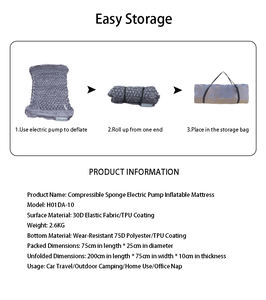 Kasur pompa listrik 10cm tebal hiking, kasur lipat busa, bantalan tidur nyaman, mendaki gunung - Product Image 2