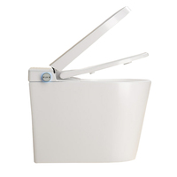 WC intelligent avec télécommande, siège chauffant, capteur de pied, chasse d'eau, cuvette allongée, à poser au sol, siphon en S, réservoir en céramique dissimulé