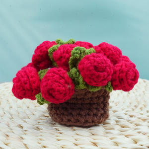 <span class=keywords><strong>Pot</strong></span> d'hortensia au crochet fait main - Bouquet de fleurs artificielles bleues, décoration d'intérieur, cadeau pour petite amie, maman - Product Image 4