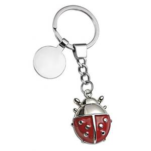 Portachiavi Ladybird in metallo rosso con catena e anello per chiavi e borse - Product Image 1