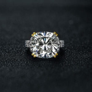 Ins nouvelle tendance 925 argent Cz Zircon brillant S925 couleur 14mm pierre précieuse neutre gros diamant bague de mariage - Product Image 1