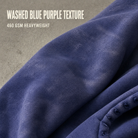 Sweat à capuche RAMAX 100% coton 460GSM, bleu marine délavé, molleton épais, motif graphique, poche kangourou, streetwear d'hiver pour homme, personnalisable OEM