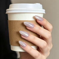 Ongles magnétiques de luxe en forme d'amande, en ABS de haute qualité, style Ins, couverture complète, pré-conçus, 12 pièces, réutilisables, faits à la main, à presser