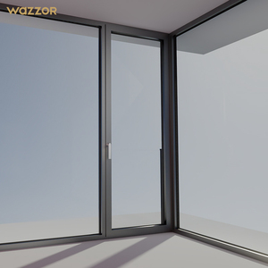 Wazzor Design moderno per la casa a battente porta <span class=keywords><strong>finestra</strong></span> a battente stile aperto in lega di alluminio con doppi vetri sistema di finestre a battente - Product Image 1
