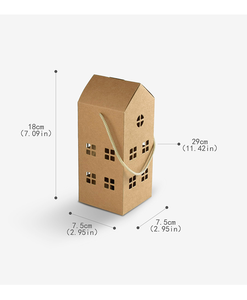 Carton pliant de cadeau de Noël de papier kraft simple de couleur unie en forme de <span class=keywords><strong>maison</strong></span> avec la boîte-cadeau d'emballage portative de biscuit de sucrerie - Product Image 6