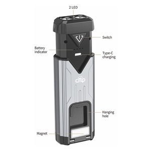 Lampe de travail LED COB magnétique ultralégère argentée rechargeable étanche personnalisée 6H 16W 2700-8000K pour le camping, l'extérieur et les urgences - Product Image 6