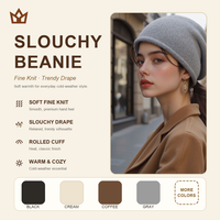 Bonnet ample en laine mélangée avec logo personnalisé pour femme, tricoté, style empilé, chaud, mode coréenne, vente en gros, directement de l'usine OEM