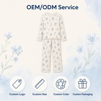 Ensemble de vêtements de détente pour femmes en viscose de bambou à 93% et élasthanne à 7%, imprimé personnalisé, manches longues, doux, respirant, pyjama deux pièces, OEM ODM