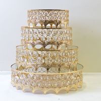 Support à gâteau rond en fer forgé avec présentoir en cristal pour pâtisserie, mariage, fête, Noël, arrangement alimentaire