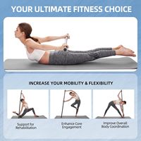 Bâton de yoga réglable, entièrement recouvert de mousse, en acier, pour étirements et mobilité, avec guide d'exercices, outil de fitness et de rééducation portable