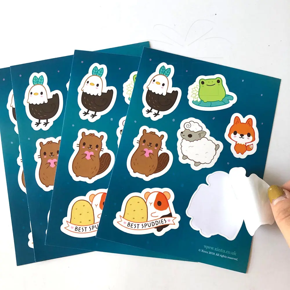 A4 A5 A6 Full Colour Printing Waterproof Self Adhesive Vinyl Sheet Custom Logo Kiss Cut Sticker Sheet