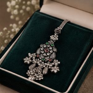 Pendentif décoratif ethnique artisanal en argent 925, oxydé, avec motif Ghungroo, accessoire de poignet traditionnel juif - Product Image 5