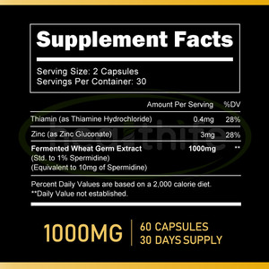 Healthife zinco tiamina 500mg estratto di germe di grano integratore alimentare Vegan capsule di spermidina 1% di alta qualità - Product Image 2