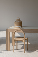 Meubles de style scandinave élégant, table à manger en chêne massif nordique, cadre en béton blanc, ensemble de table à manger classique 8 places
