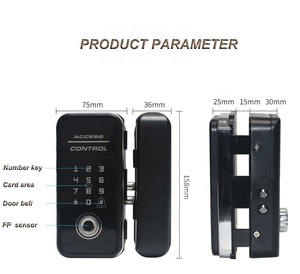 Serratura per porta a battente in vetro senza fili con sensore a semiconduttore e tastiera a sfioramento - Product Image 3