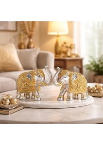 Pure Gold Silver Coated <b>Elephant</b> Showpiece Decorative <b>Elephant</b> Statue for Home <b>Decor</b> Good Luck Pooja Vastu Two <b>Elephant</b> Set - Product Image 6