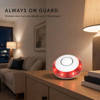 Z-Wave Plus S2 Smart Siren 120 dB Alarm Strobo LED Merah Pengulang Sinyal Bertenaga AC Sensor Keamanan Terpasang di Dinding