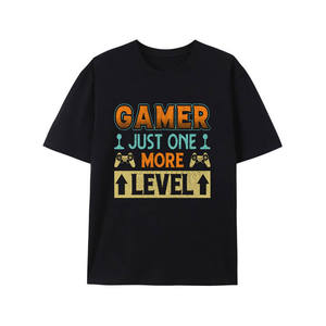 Camiseta Gráfica de Juego para Hombre, Oversize, Negra, Cuello Redondo, Manga Corta, 100% Algodón, Estilo Urbano, Diseño Personalizado con Letras Frontales - Product Image 1