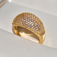 Bague en zircon pavé de haute qualité, forme dôme large, bague de cocktail, pour mariage et anniversaire, fournisseur de bijoux de luxe en gros