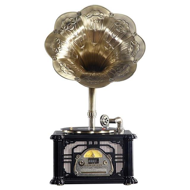 Factory Supply Classic Wooden Gramophone Luxury Retro Vinyl Phonograph Record Player Antique Gramophone