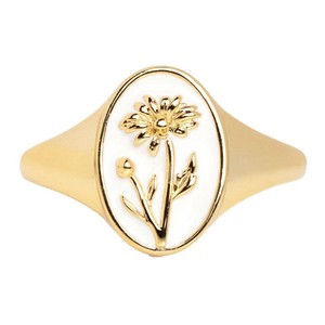 Bague ovale <span class=keywords><strong>en</strong></span> émail couleur tendance Haomi pour femme, bague ouverte simple et élégante <span class=keywords><strong>en</strong></span> or avec motif floral et goutte d'huile végétale - Product Image 5
