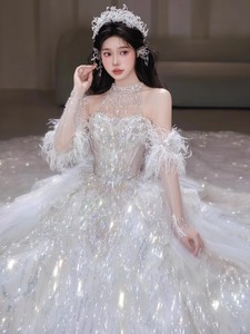 S0514Y 2026 Nuovo Abito da Sposa con Collo Halter Leggero, Stile <span class=keywords><strong>Haute</strong></span> <span class=keywords><strong>Couture</strong></span> di Alta Qualità, Vestito da Sposa con Strascico per Taglie Forti e Petite - Product Image 3