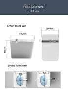 WC intelligent électrique moderne allongé avec télécommande, siège chauffant, bidet automatique noir, siphon en S, en céramique