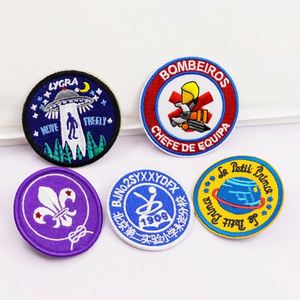 Custom Wholesale Personalized Logo Woven Clothing Denim Hoodie Round Canada Embroidered Patches Embroidery <b>Iron</b> <b>on</b> Patches - Product Image 2