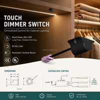 Interruptor Táctil LED con Cable, Regulador de Intensidad, 12V 24V, Control Centralizado, Sensor Táctil para Iluminación de Gabinetes, Armarios y Muebles FREE-78D-0