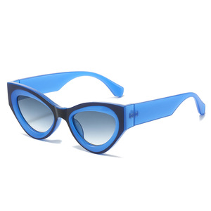 Gafas de Sol Retro Ovaladas UV400 de Moda para Unisex, Logotipo Personalizado, Gafas de Sol Vintage de Ojo de Gato Pequeño, Negras, de PC - Product Image 3