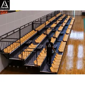 4 Rows 6m High Quality Indoor Retractable Bleachers With Low Backrest Seats For Badminton Courts Project