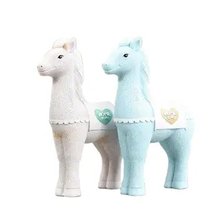 Artesanato de resina de alpaca azul branco personalizado, cortado