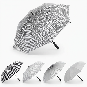 Parapluie de golf automatique promotionnel coupe-vent à motif rétro avec poignée en bois, impression personnalisée de luxe et logo - Product Image 3