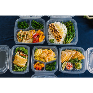 8 ''3 kompartemen mengambil makanan kemasan kotak makan siang Mfpp Clamshell wadah makanan sekali pakai untuk makanan panas - Product Image 4