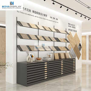 Expositor de Muestras de Madera y Metal con Estantes Ajustables y Cajones, Multi-Rejilla para Muestras de Pisos de Madera - Product Image 2