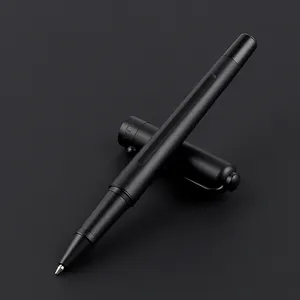 Novo logotipo personalizado de titânio de metal de negócios de alta qualidade com suporte para caneta caneta esferográfica preta atmosfera simples boa venda