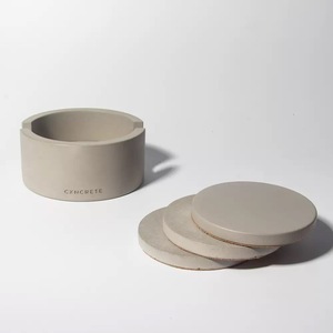 Round Concrete Coaster <b>Set</b> - Indoor/Outdoor Table Decor, Cement <b>Cup</b> Mat for <b>Tea</b> & Coffee - Product Image 3