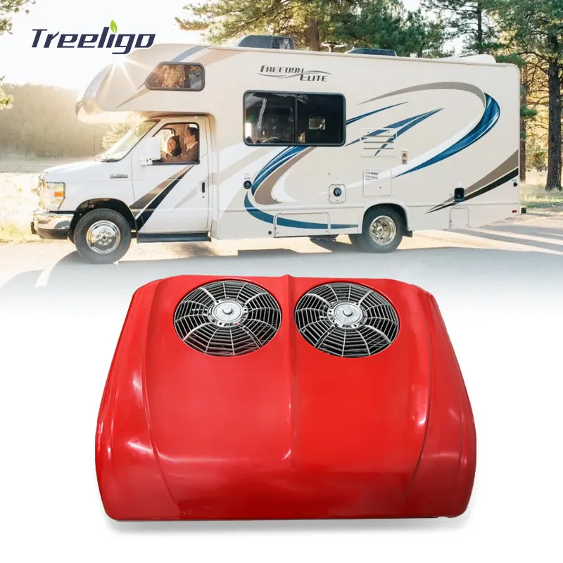 Universal 12V AC acondicionador doble ventilador Compresor estacionamiento eléctrico 24V aire acondicionado para autobús Camión Caravana