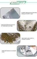 Sacs refermables en aluminium avec fenêtre transparente, logo personnalisé, argentés, debout, avec fond gousset, réutilisables pour le stockage des aliments