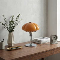 Lampe de table en métal et verre, design moderne et simple, en forme de citrouille, flexible, rechargeable, à LED dimmable, pour chevet, compatible AC