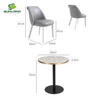 Ensemble de salle à manger moderne 3 pièces pour intérieur, chaises en PU avec table en terrazzo, meubles en acier durable, idéal pour l'hôtellerie, la restauration, les cafés et les bistrots