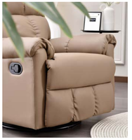 Fauteuil inclinable de cinéma moderne en bois, pivotant, pour home cinéma, sièges en cuir véritable
