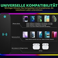 Tapis de souris personnalisé imperméable avec charge sans fil pour ordinateur, tapis de souris LED Qi 10 W pour votre espace de travail, tapis de souris RGB pour jeux
