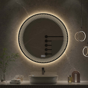 Miroir rond décoratif personnalisé pour hôtel, salle <span class=keywords><strong>de</strong></span> bain, salon, miroir mural moderne avec interrupteur tactile et éclairage LED - Product Image 3