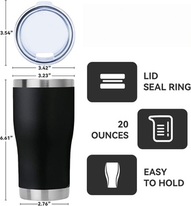 Gobelet isotherme en acier inoxydable avec revêtement en poudre personnalisé de 16 oz, à double paroi, isolé sous vide, avec couvercle, tasse à café, tasse à lait de voyage - Product Image 3