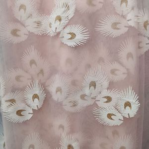 Broderie conception robe tissu paon doré imprimé <span class=keywords><strong>maille</strong></span> tissu petites filles fraîches robes dentelle impression tissu - Product Image 4