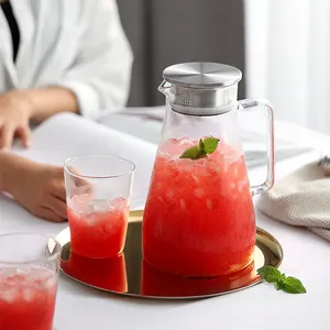 Glass Pitcher With Lid Iced Tea Pitcher Water Jug Hot Cold Water Ice Tea Wine Coffee Milk And Juice