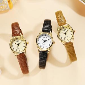 นาฬิกาสายหนังของผู้หญิงนาฬิกาควอตซ์ที่ทันสมัยและเรียบง่ายนาฬิกาข้อมือเล็กและสง่างาม - Product Image 4