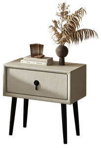 NKOL Modern Solid Wood Nightstand with <b>Single</b> Drawer Cream Design Bedroom Storage Furniture - Product Image 4