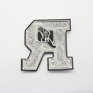 Tissu principal de décoration de dentelle de lettre grecque brodée de lettre grecque de chenille de bord de sequin d'or à prix réduit - Product Image 2